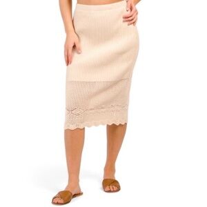 EUC House of Harlow 1960 Crochet Style Cream Knit Midi Pencil Skirt